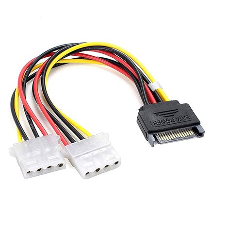 Sata Reverse Power Y Cable 015m 1 Sata Plug To 2 Lp4 Molex Power