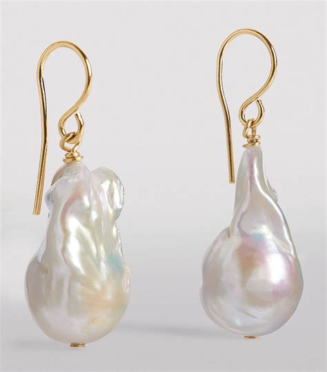 Jil Sander Gold Tone Pearl Drop Earrings Harrods UK