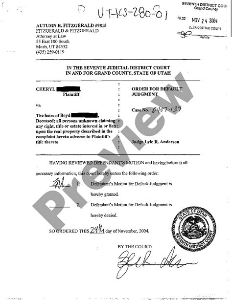 Utah Order For Default Judgment US Legal Forms