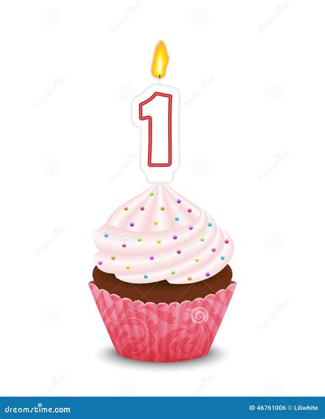 Birthday Cupcake With Candle In Shape Of Number On Stock Vector Image