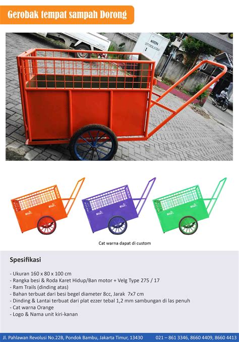 Gerobak Sampah Dorong Besi Toy Car School Design Bike Trailer