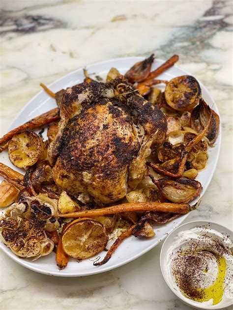 Whole Roasted Chicken With Sumac Roasted Vegetables And Labne Eyeswoon