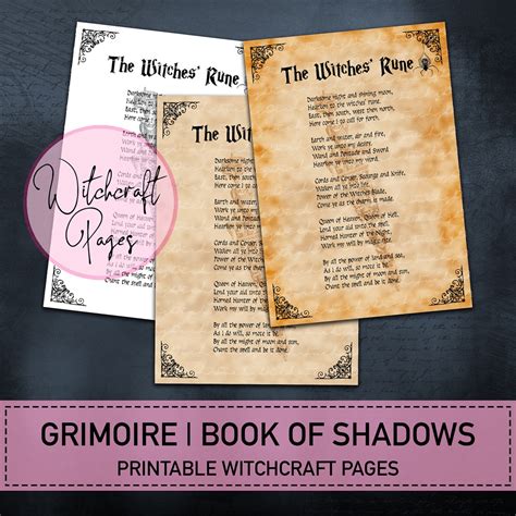 FuchsDich Printable The Witches Rune Witchcraft Pages Book Of