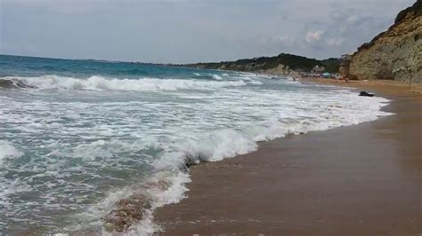 Corfu Marathias Beach Waves YouTube