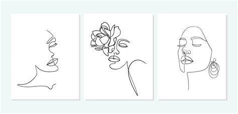 Set Of Faces Simple Minimalist Vector Illustration Of Beautiful Woman