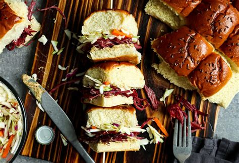 Shredded Corned Beef and Cabbage Slaw Sliders | Heinen's Grocery Store