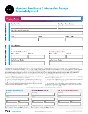 Fillable Online Merchant Enrollment Information Receipt Fax Email