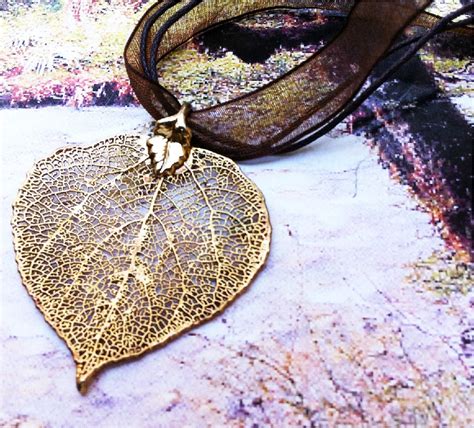 Real Leaves Jewelry Aspen Leaf Necklace 24K Gold or by WoodSmith