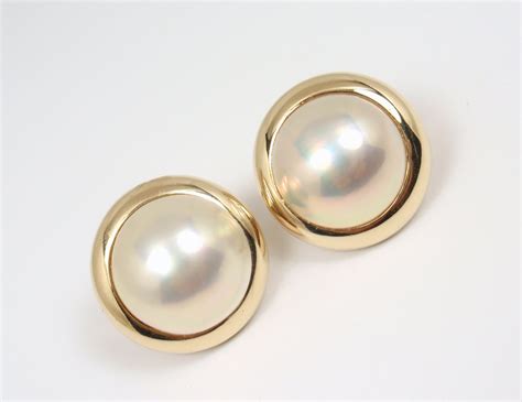 Rare Vintage Tiffany Co K Gold Mm Mabe Pearl Clip On Earrings