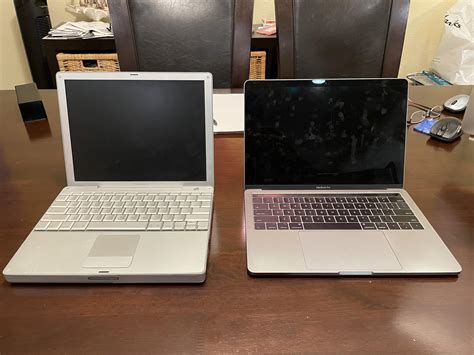 Then And Now 12” Powerbook G4 Next To My 2017 13” Macbook Pro Yes I