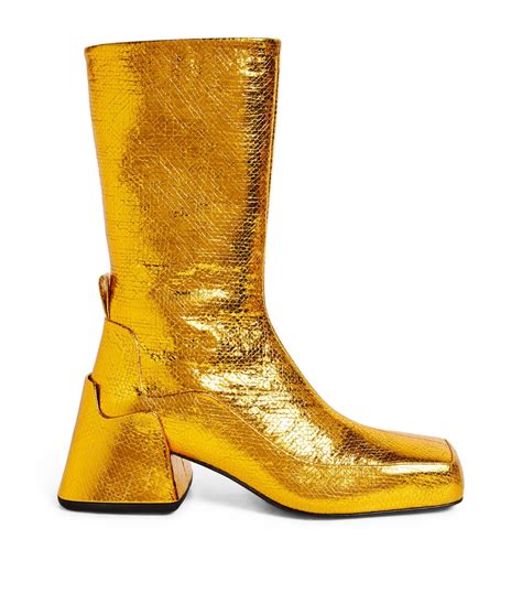 Womens Jil Sander Yellow Leather Lam Ankle Boots Harrods Us