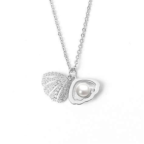 925 Sterling Silver Pearl Shell Pendant Necklace