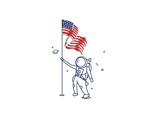 Premium Vector Astronaut Holding Usa Flag 4th Of July American