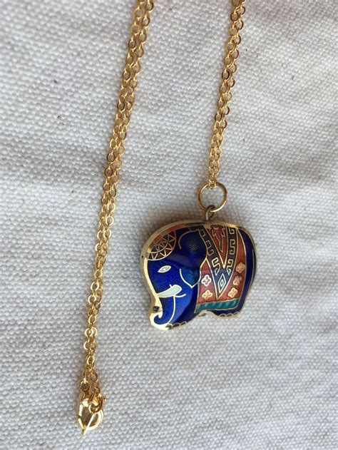 Elephant Necklace Vintage Cloisonne Elephant Pendant Etsy