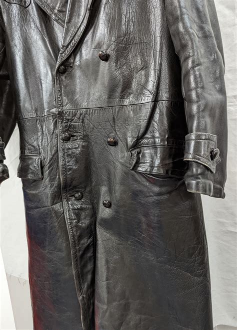 Bid Now Ww2 German Gestapo Officers Full Length Leather Coat