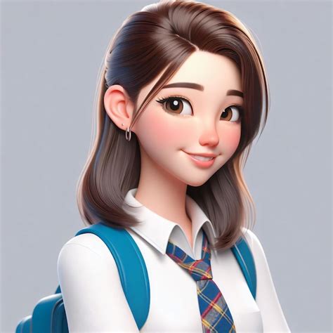 3d Rendering Of Teenage Schoolgirl Premium Ai Generated Image