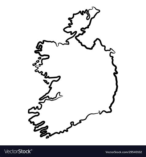 Ireland Map From Contour Black Brush Lines Vector Image