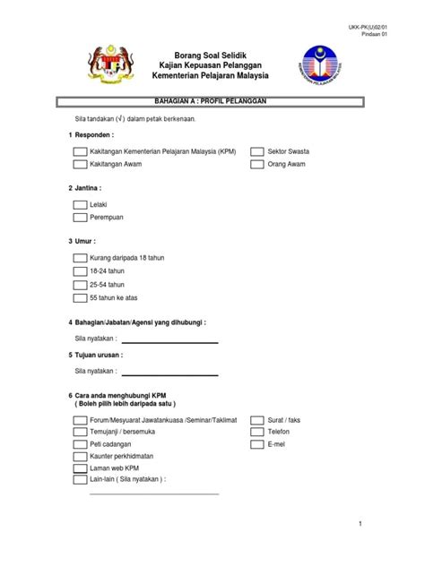 Contoh Soalan Survey Kepuasan Pelanggan Jabatan Perkhidmatan