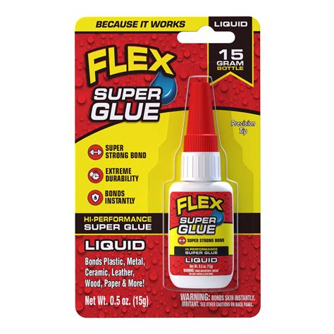 Flex Seal Super Glue Liquid 15 Gram Bottle Bonds Instantly