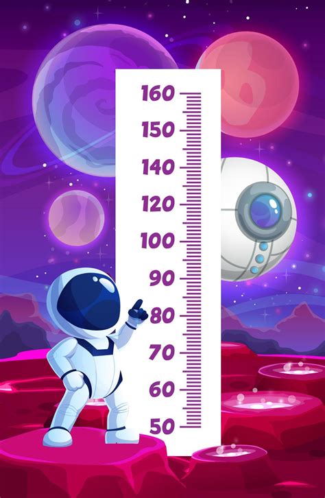 Kids height chart, cartoon astronaut and planets 10876595 Vector Art at ...