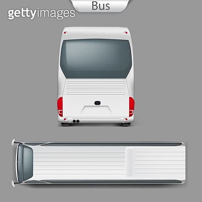 Vector Realistic Coach Bus Mockup Back Top View