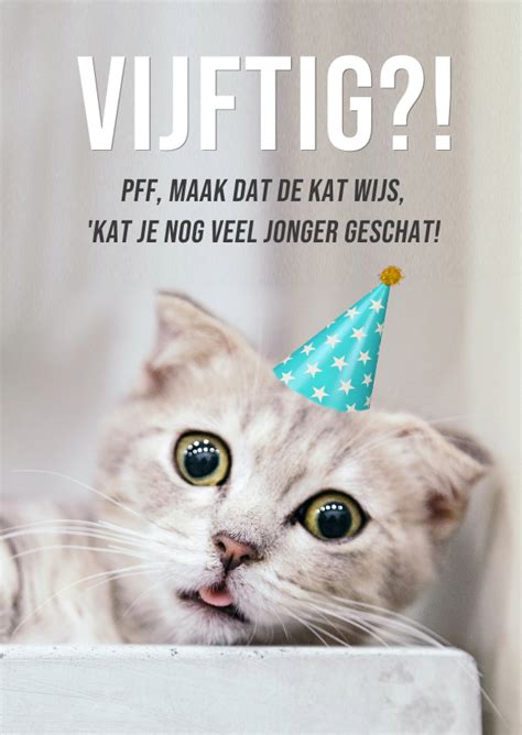 Grappige Verjaardagskaart Met Foto Van Kat Kaartje2go