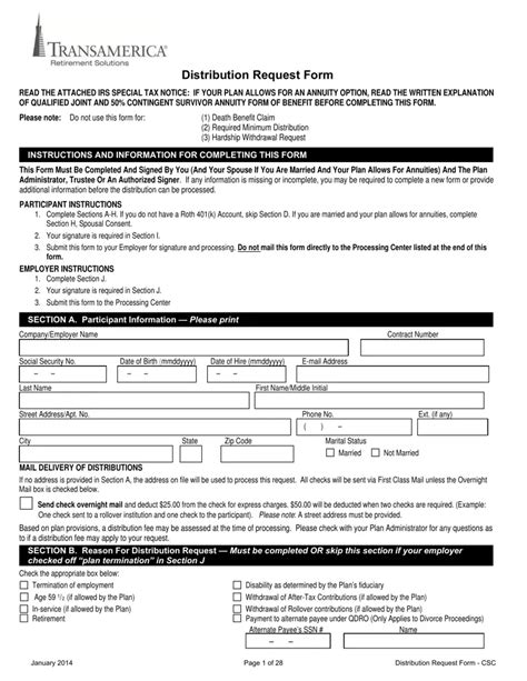 Transamerica 401K Withdrawal Fill Out Printable PDF Forms Online