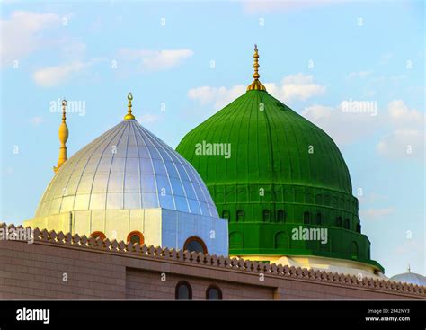 The Famous Green And Silver Domes Of The Prophet S Mosque The Mosque