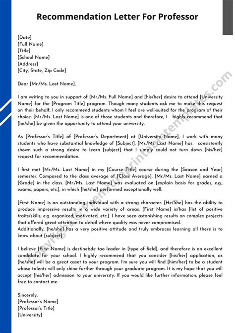 Recommendation Letter From Professor Sample With Examples Letter Of