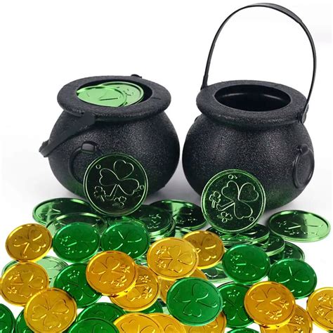 Pl Stico Lucky Shamrock Moedas Dia De S O Patr Cio Trevo De Quatro