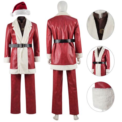 Violent Night Santa Costume Santa Claus Suit Leather Christmas Outfit – Becostume