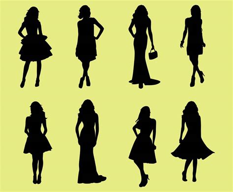 Woman In Dresses Silhouette Vectors Vector Art And Graphics