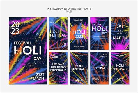 Holi Festival Celebraci N Historias De Instagram Archivo Psd Gratis