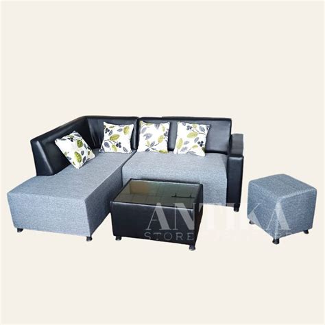 Jual Sofa L Minimalis 4 Bantal 1 Meja 1 Puff Shopee Indonesia