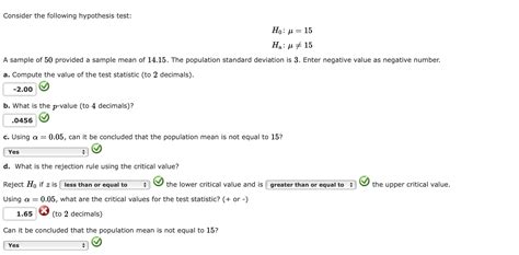 Solved Consider The Following Hypothesis Test Ho U 15 Ha Chegg