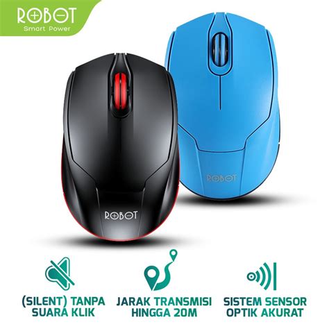 Mouse Wireless ROBOT M310 2 4GHz Silent Click 1600DPI Dengan Receiver