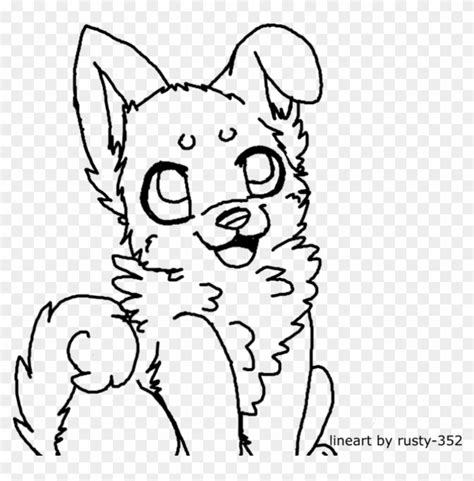 Anime Wolf Pup Outline