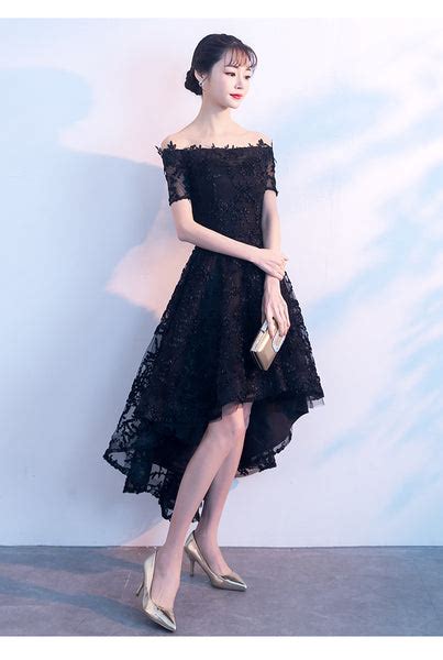 Lovely Black Lace Off Shoulder Bridesmaid Dress Lace Off Shoulder