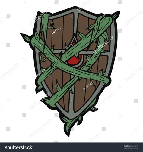 Wooden Shield Vines Stock Vector Royalty Free 213111097 Shutterstock