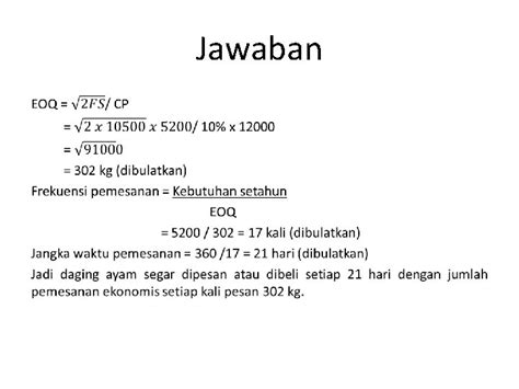 20 Contoh Soal Eoq Dan Jawaban Januar Wai