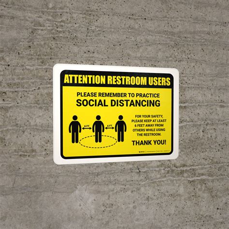 Attention Restroom Users Remember Social Distancing With Icon