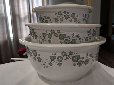 Corelle Stoneware Callaway Ivy Mixing Bowls Set Of Etsy Mixing