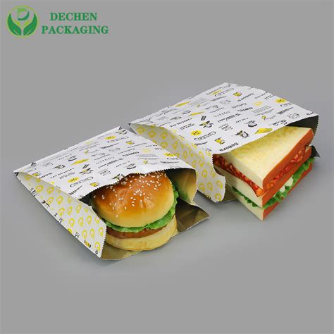 Wing Aluminim Hamburger Bag Foil Lined Grease Bags Aluminum Foil