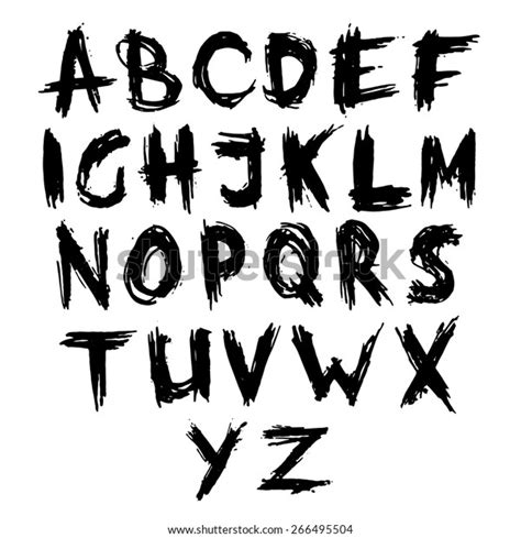 Hand Drawn Font Brush Stroke Alphabet Grunge Style