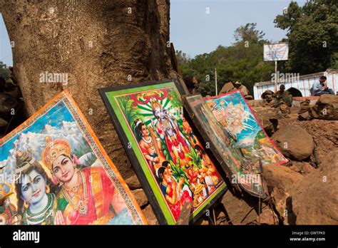Indian God Photo Frames Under A Tree Near Anantha Padmanabha Swamy