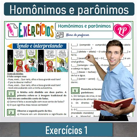 Atividades Homônimos E Parônimos ENSINO