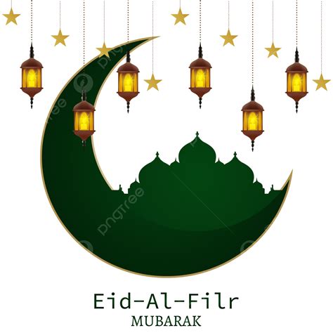 รูปการออกแบบแบน Eid Al Fitr ที่สมจริงพร้อมดวงจันทร์และพื้นหลังมัสยิดที่เปล่งประกาย Png Png Eid