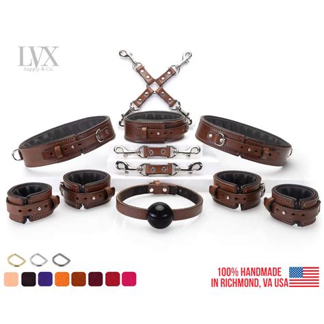 Slim Quick Release Bdsm Set Padded Leather Bondage Full Set Collar Wrist Ankle Cuffs Thigh Cuffs