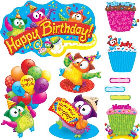 Trend Owl Stars Birthday Bulletin Board Set Multicolor 57 Set Quantity