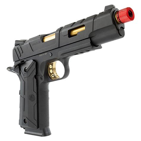 Pistola de Airsoft Green Gás GBB 6mm 1911 Gold Blowback Rossi